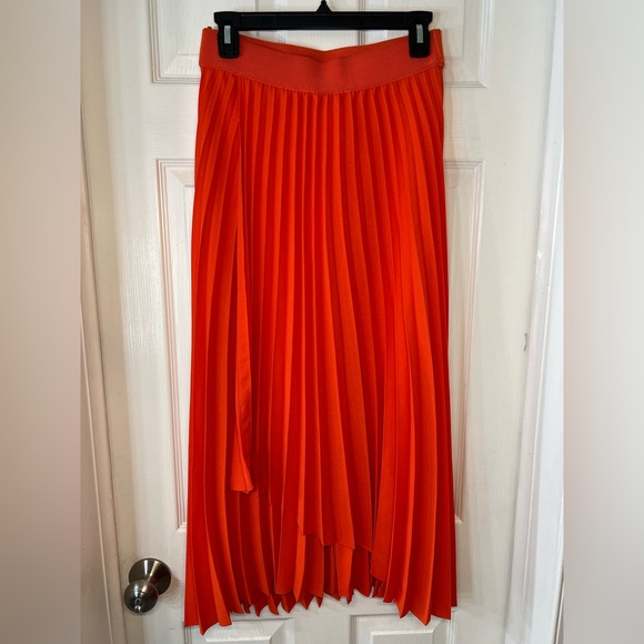 Cos Elegant Orange Pleated Skirt Size 8 - Picture 2 of 10